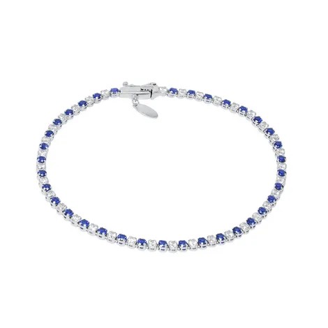  Bracciale tennis in oro18kt con zirconi blu