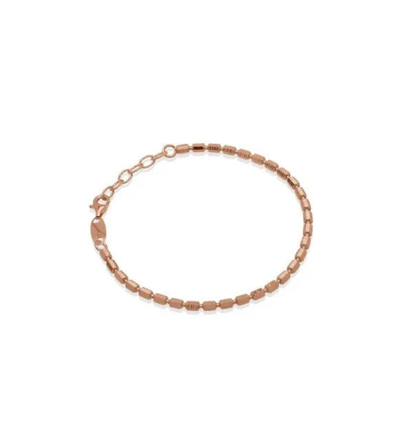 Bracciale Unisex Gioielli Desmos in argento tubetti rigati placcato oro rosa 16,5 cm firetube 3
