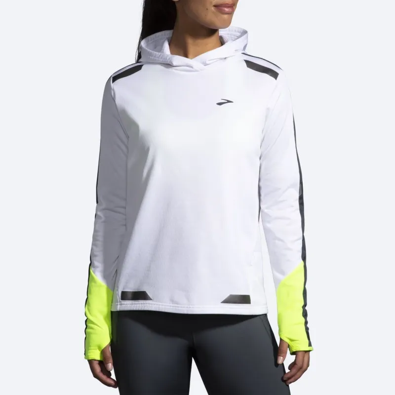 BROOKS RUN VISIBLE THERMAL HOODIE W White/Asphalt/Nightlife