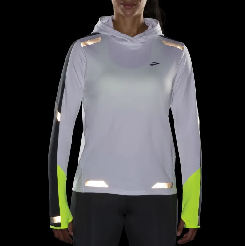 BROOKS RUN VISIBLE THERMAL HOODIE W White/Asphalt/Nightlife
