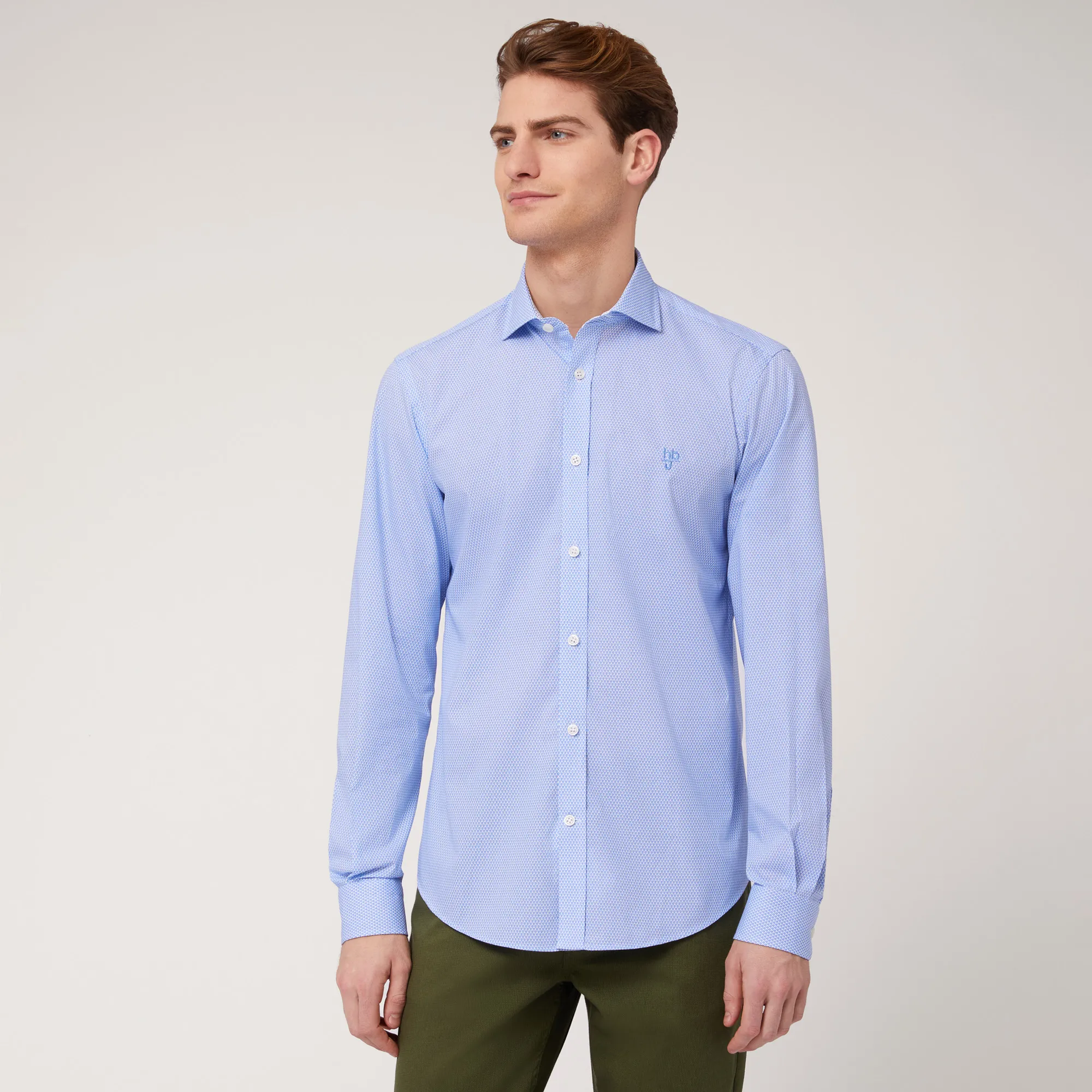 Camicia Narrow Motivo All-Over in Blu: Nuovi arrivi Di Lusso | Harmont & Blaine®