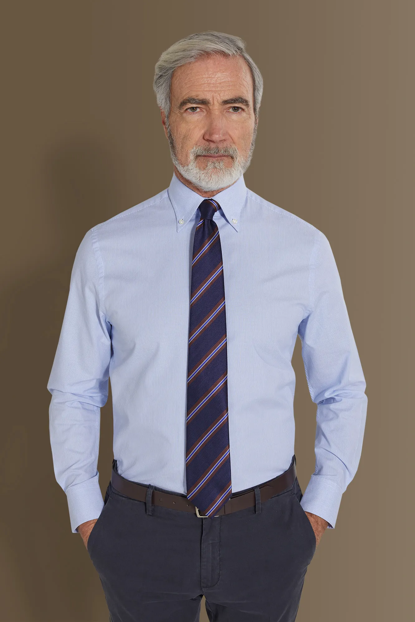 Camicia uomo button down tessuto armaturato a righe