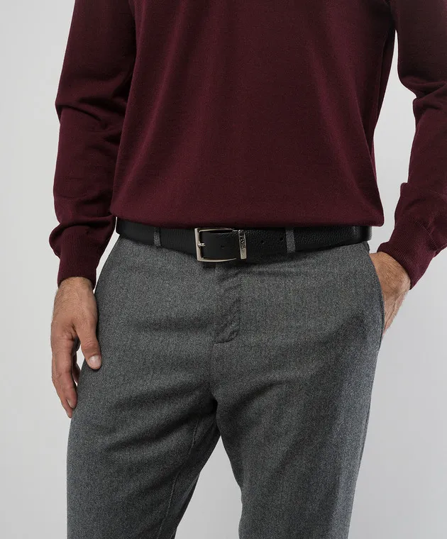 Canali Cinturino in pelle nera con incisione logo KA0010750C