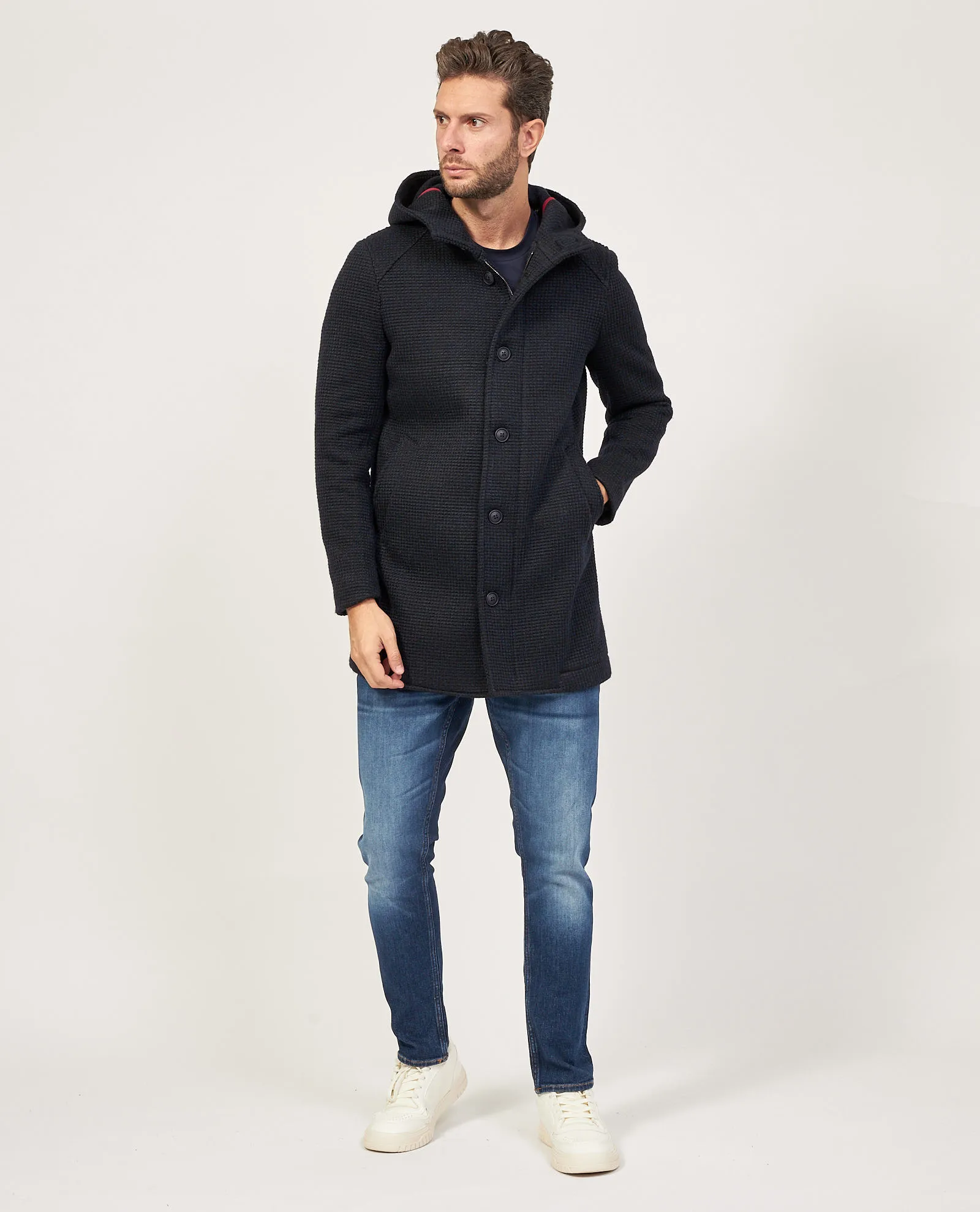 Cappotto Mulish con cappuccio e chiusura con bottoni