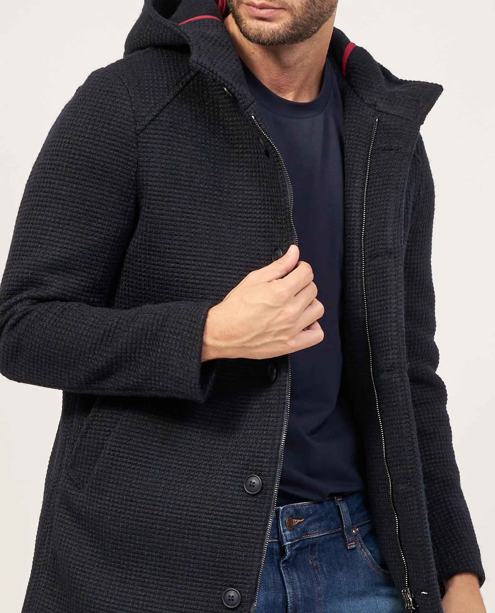Cappotto Mulish con cappuccio e chiusura con bottoni