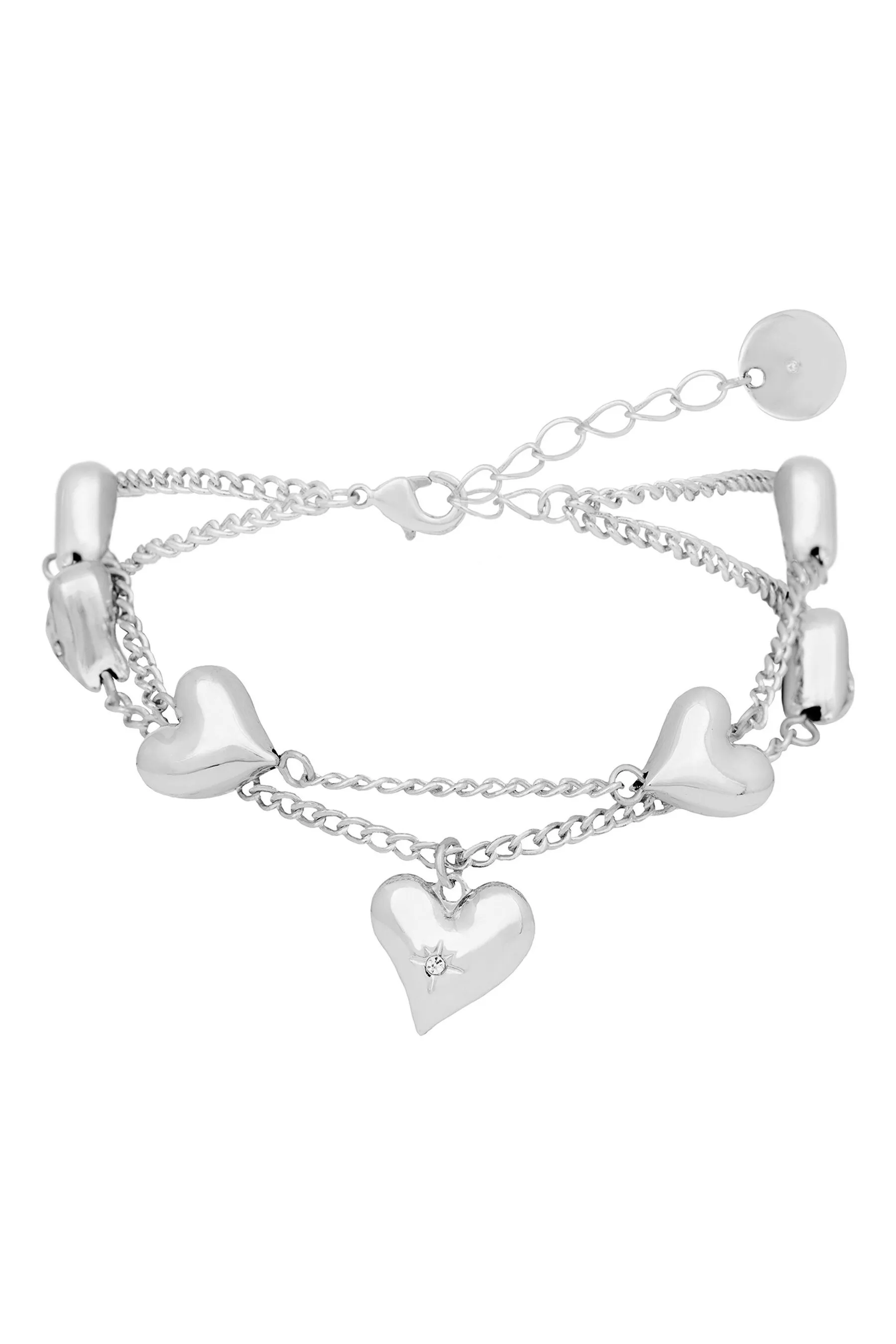 Caramel Jewellery London Argento - Bracciale multifilo con ciondolo a cuore