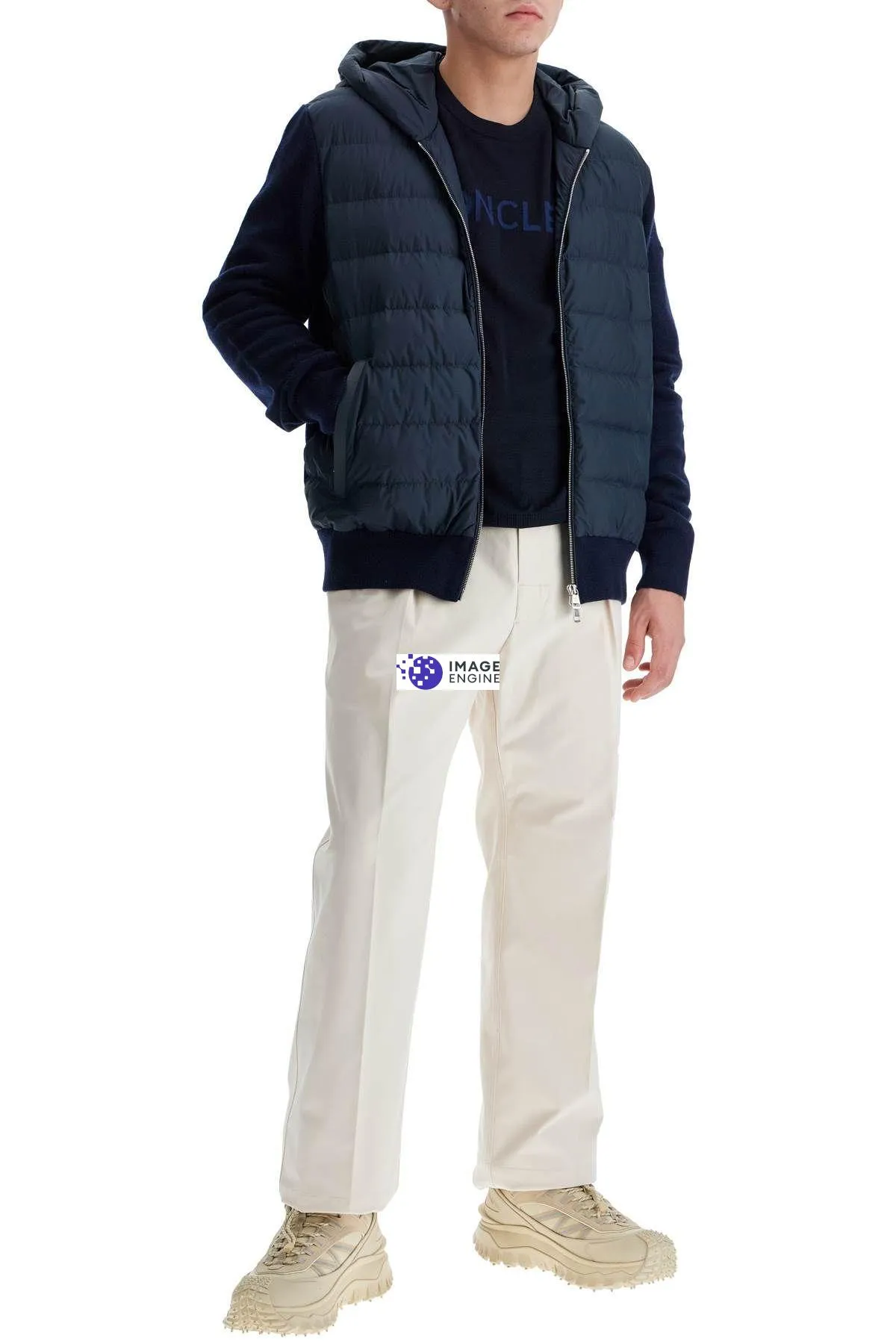 Cardigan ibrido con cappuccio