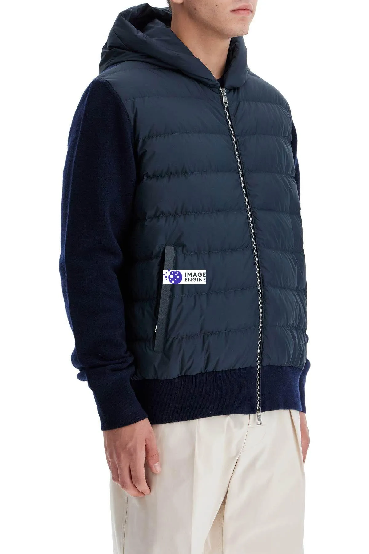 Cardigan ibrido con cappuccio