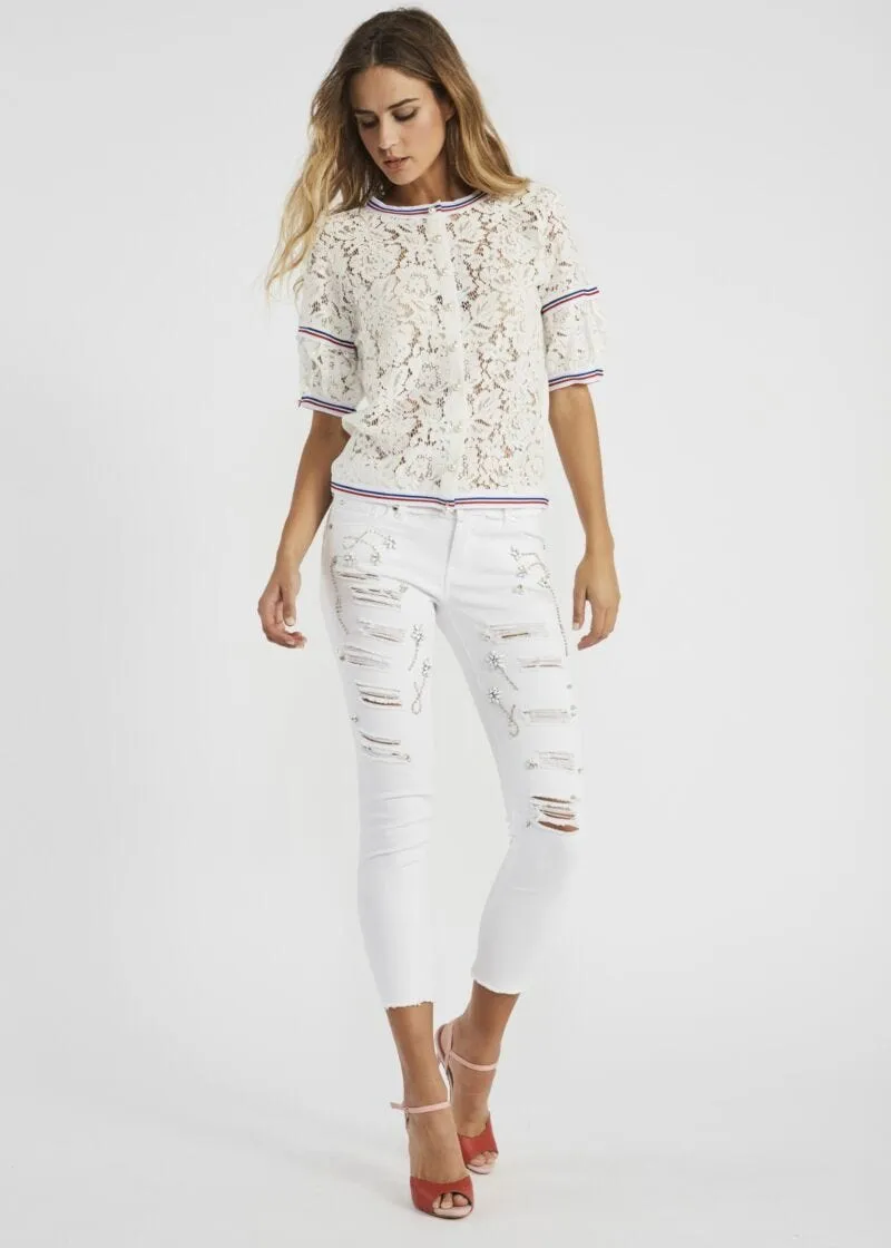 Cardigan in pizzo rebrodè
