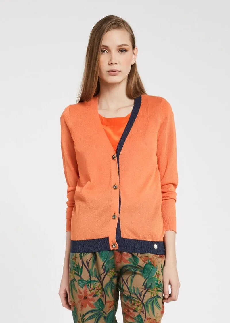 Cardigan in viscosa color block