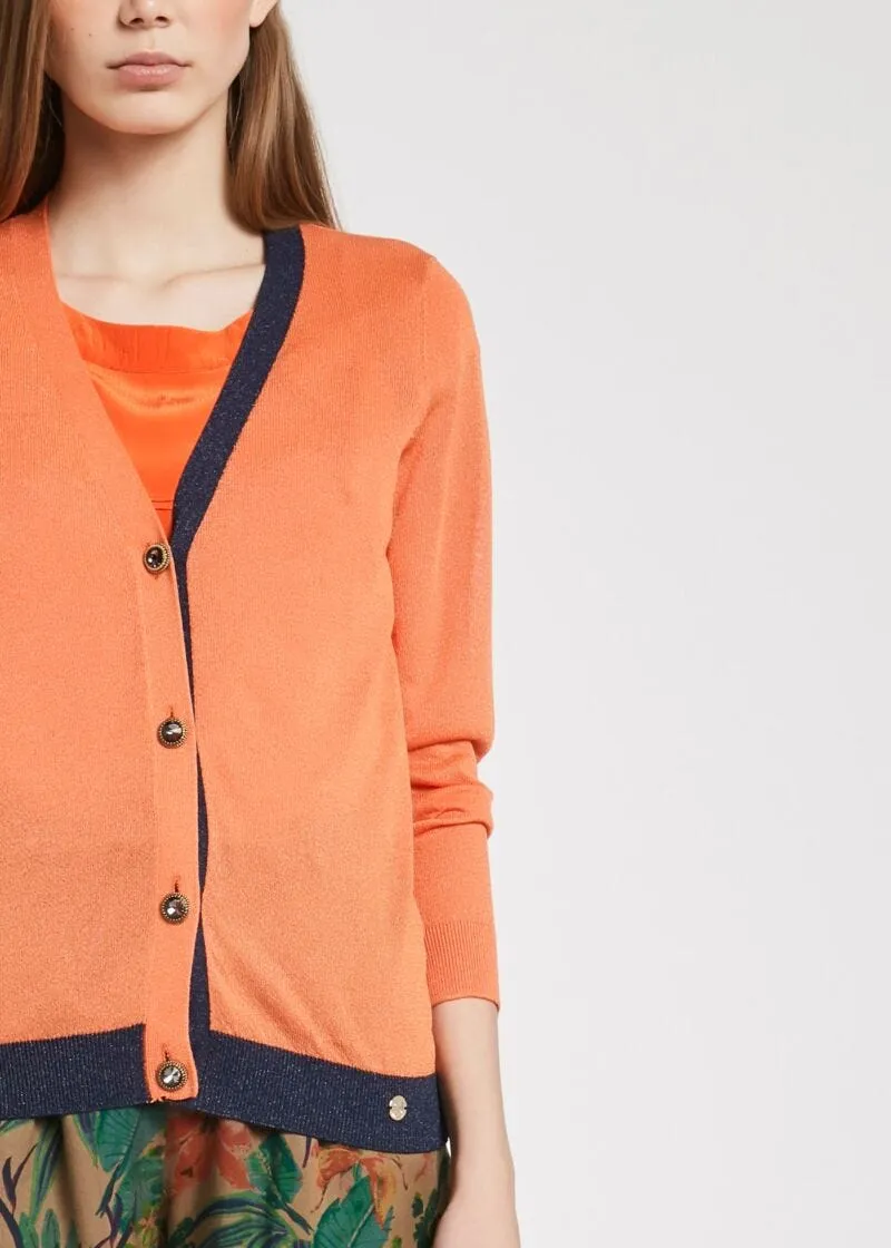 Cardigan in viscosa color block