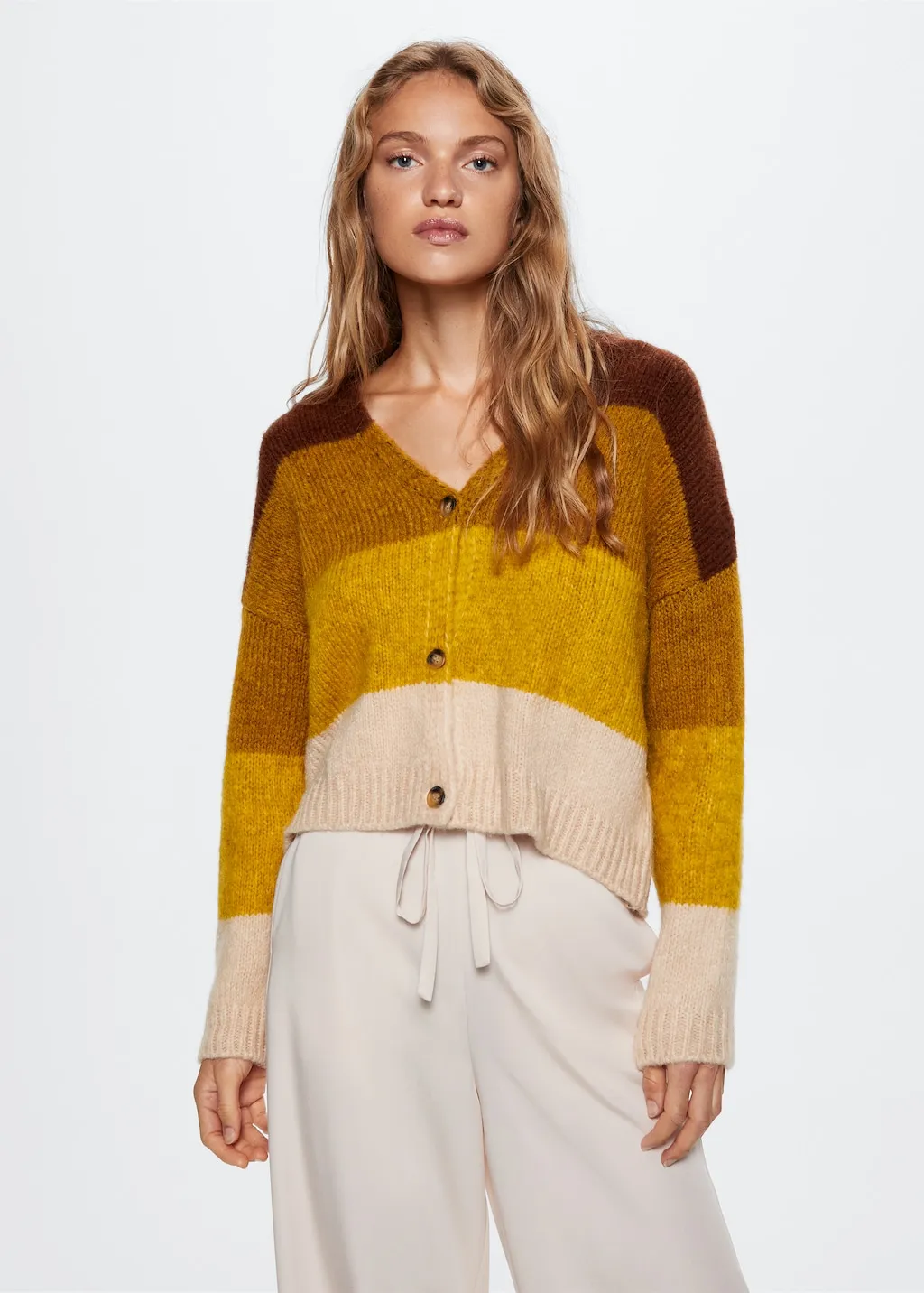 Cardigan righe bottoni