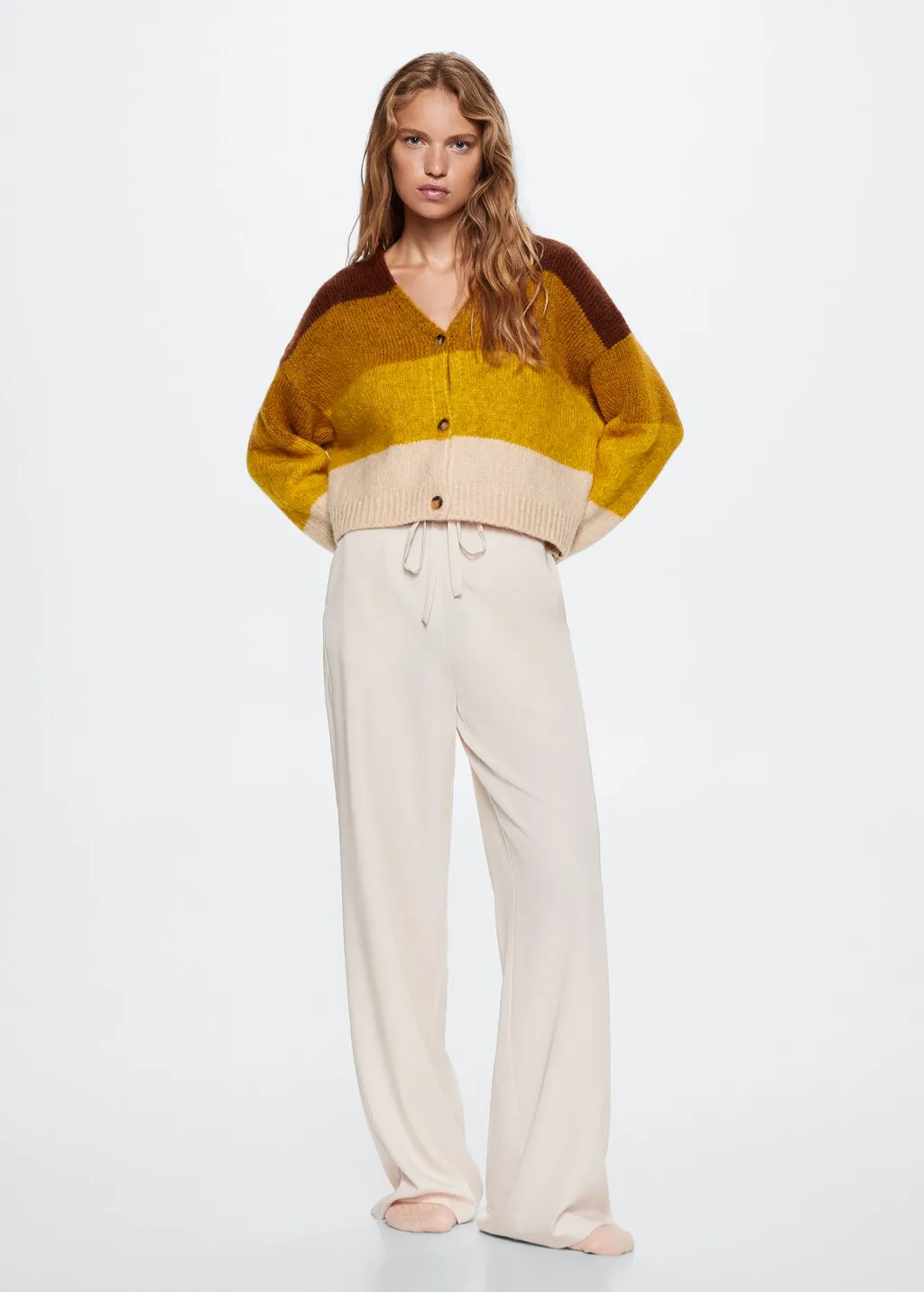 Cardigan righe bottoni