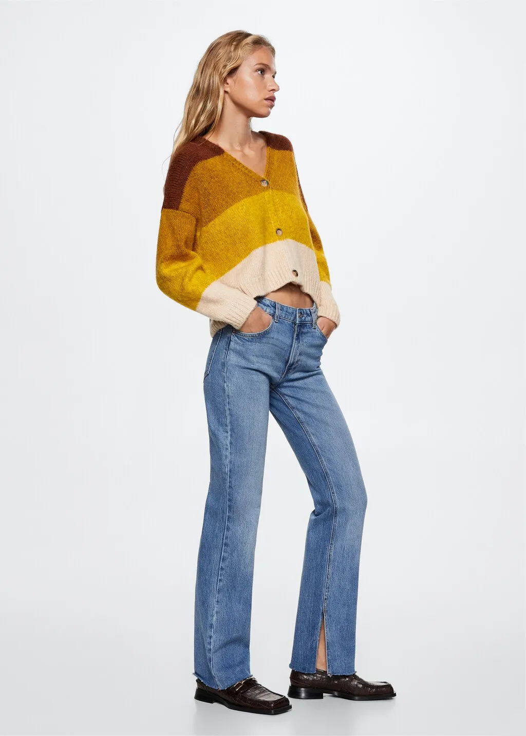 Cardigan righe bottoni