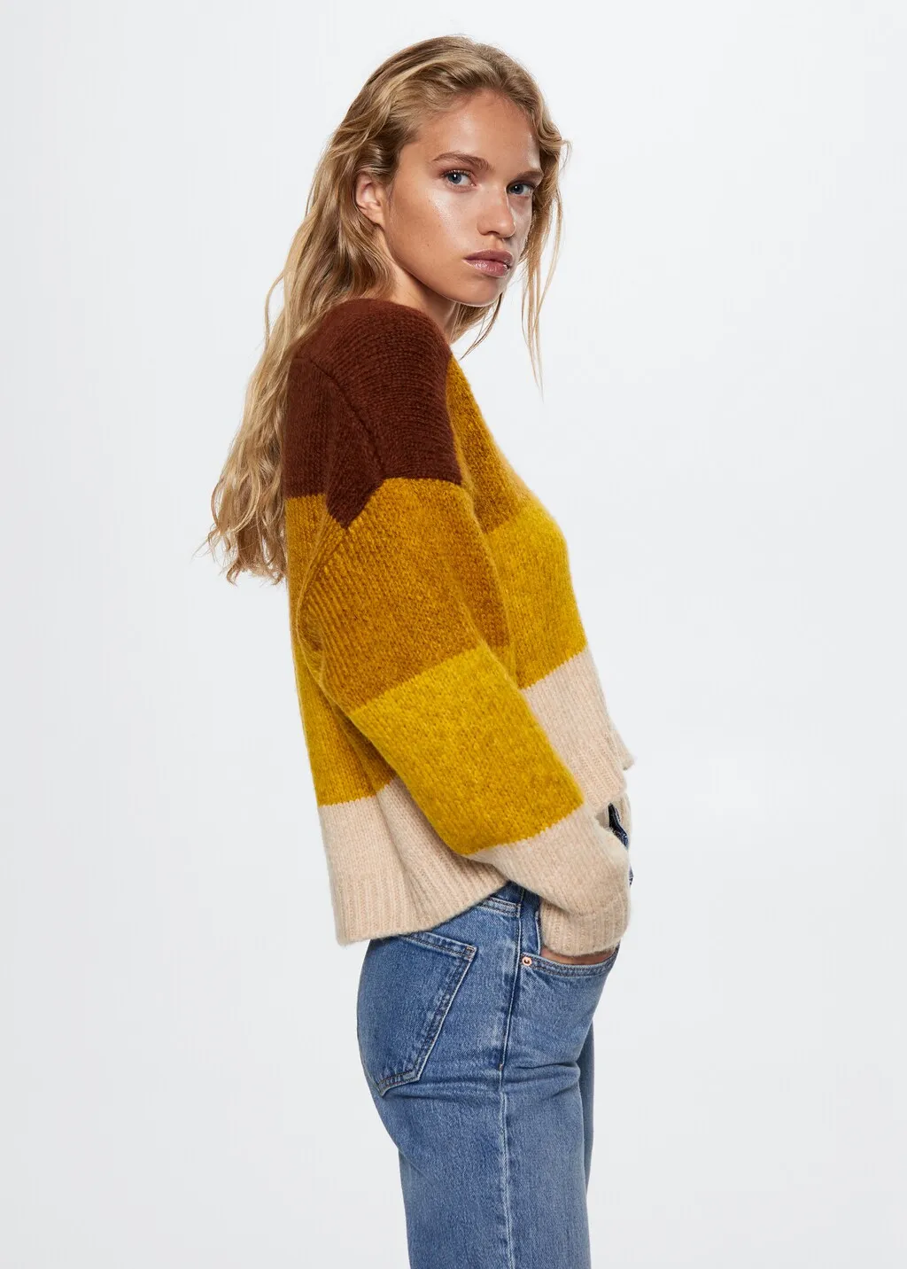 Cardigan righe bottoni