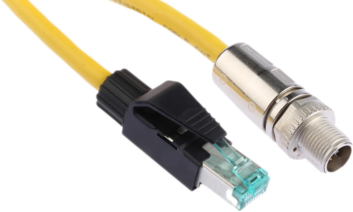 Cavo Ethernet Cat6a HARTING, guaina in PUR col. Giallo, L. 1m, Con terminazione
