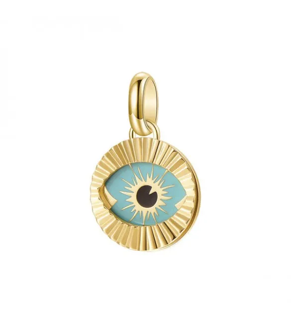 Charm Donna Gioielli Brosway Très Jolie in acciaio 316L e pvd oro con smalto verde acqua e nero btjm352