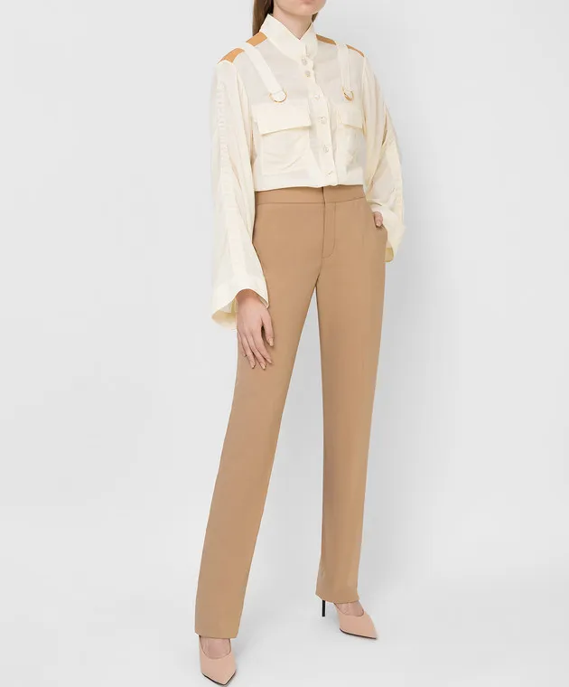 Chloe Pantaloni in lana beige 16SPA10