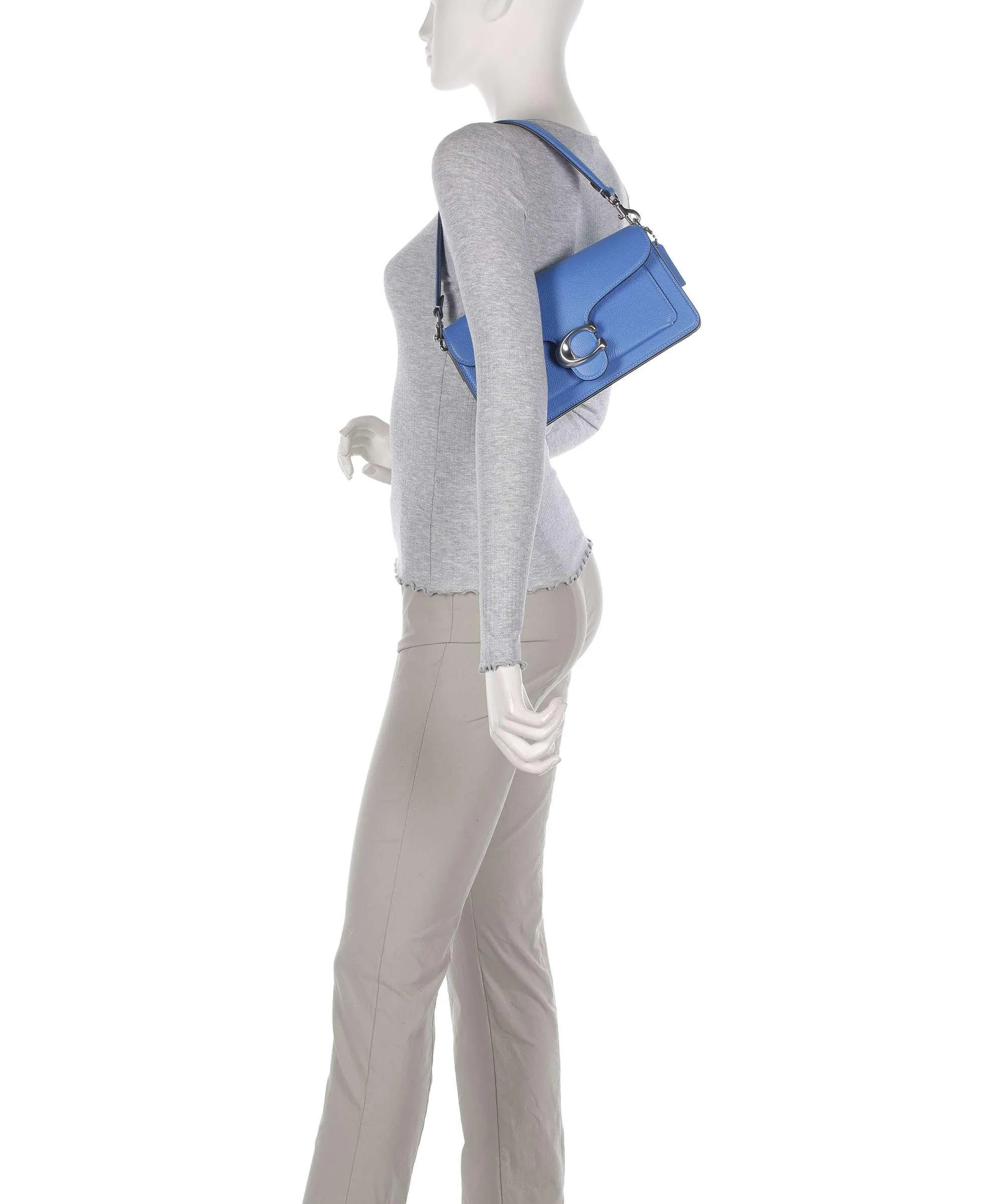  Coach Tabby 26 Borsa a spalla pelle granulata blu  