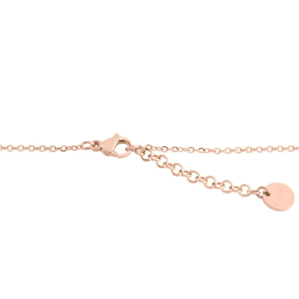 Collana Farfalla Lady Sweet Acciaio Rosa Maglia Forzatina Rotonda Cristallo Bianco 42 + 3 cm 1668995
