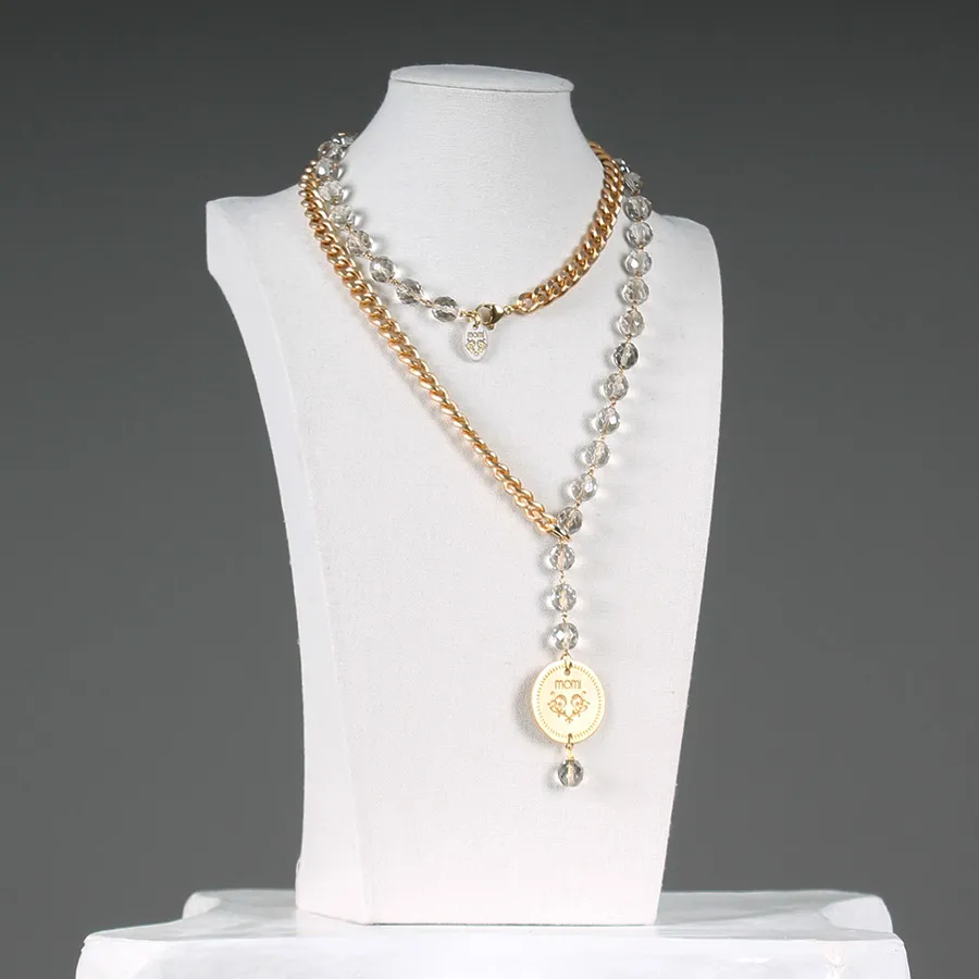 Collana Francesca medaglia oro/champagne