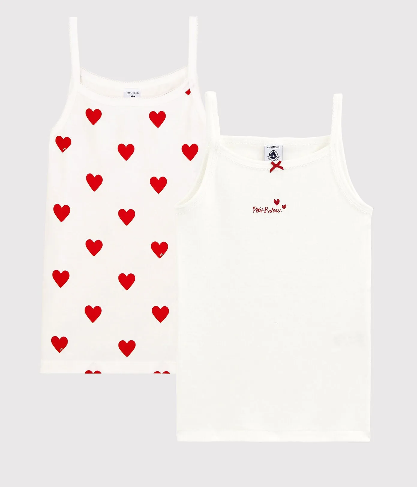CONFEZIONE DA 2 CANOTTIERE IN COTONE MOTIVO CUORE
