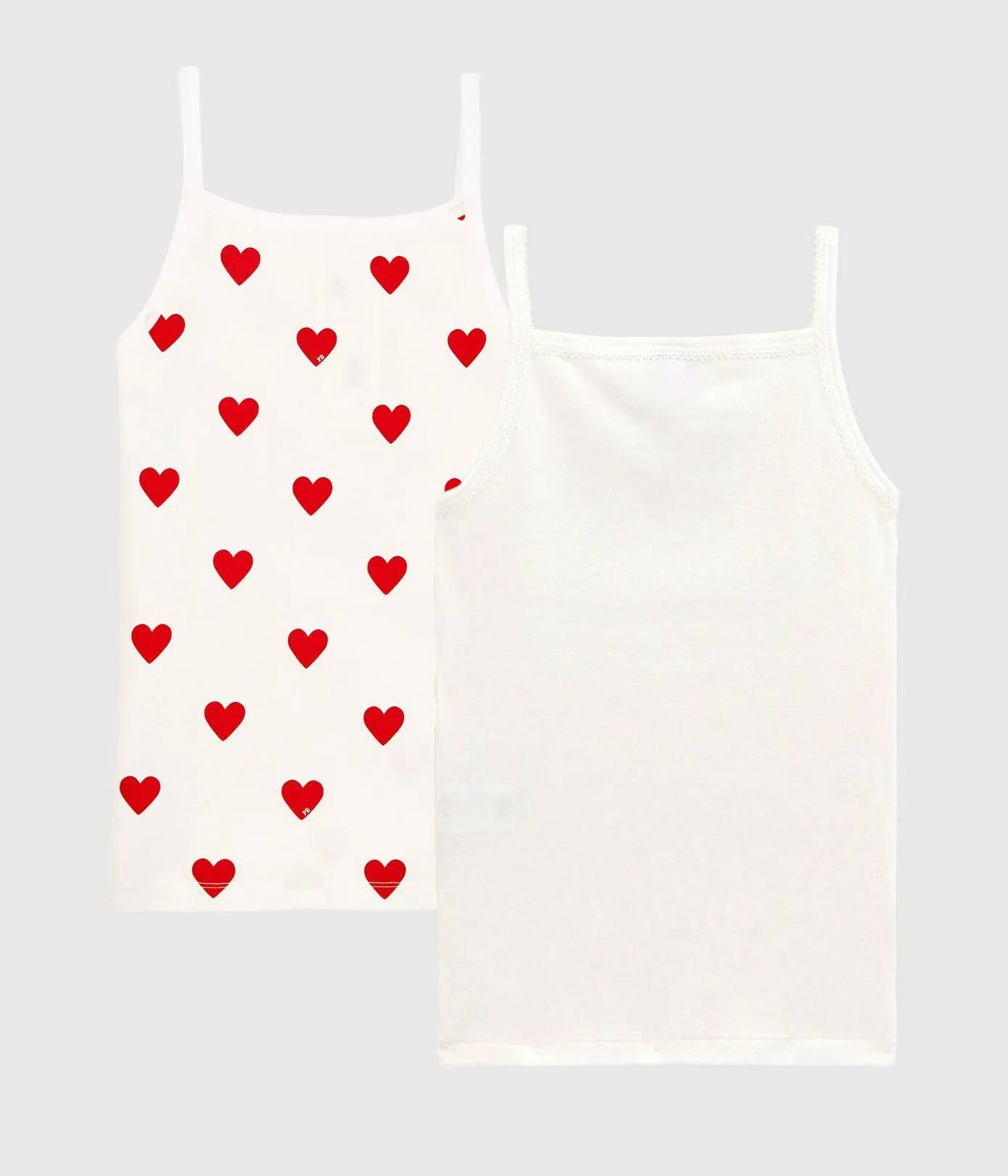 CONFEZIONE DA 2 CANOTTIERE IN COTONE MOTIVO CUORE