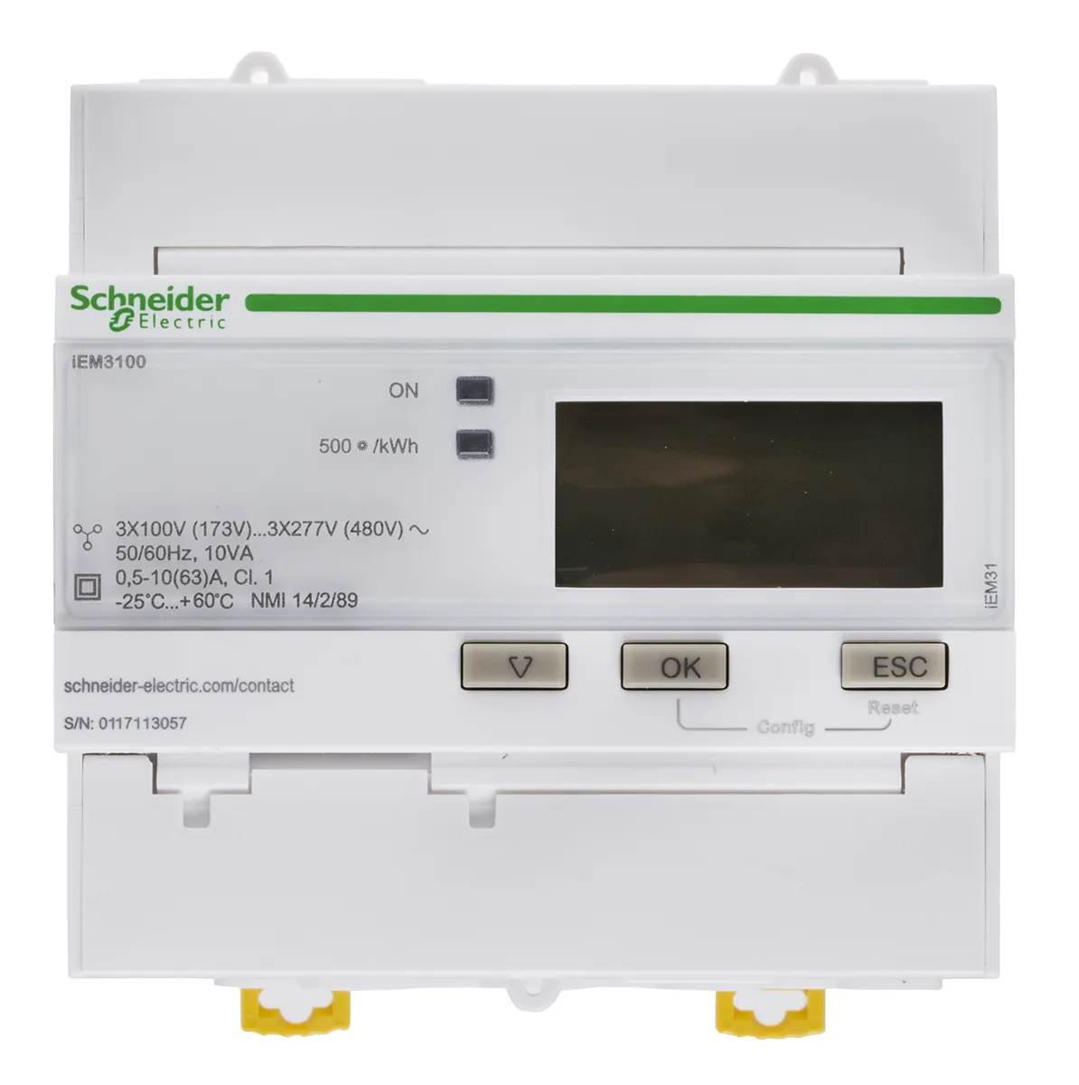 Contatore di energia Schneider Electric, PM1000, 3 fasi, display LCD a 10 cifre