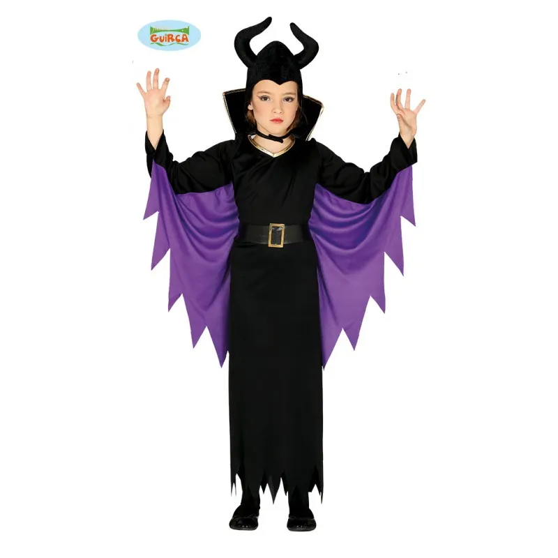 COSTUME STREGA MALEFICA 10/12ANNI VESTITO CAPPELLO E CINTURA PER TRAVESTIMENTI DI HALLOWEEN CARNEVALE NO ACCESSORI