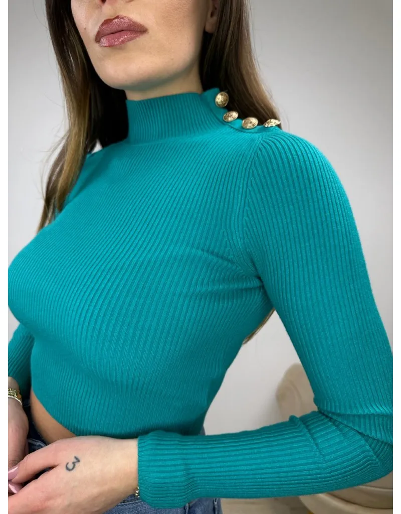 CROP PULL GERY VERDE