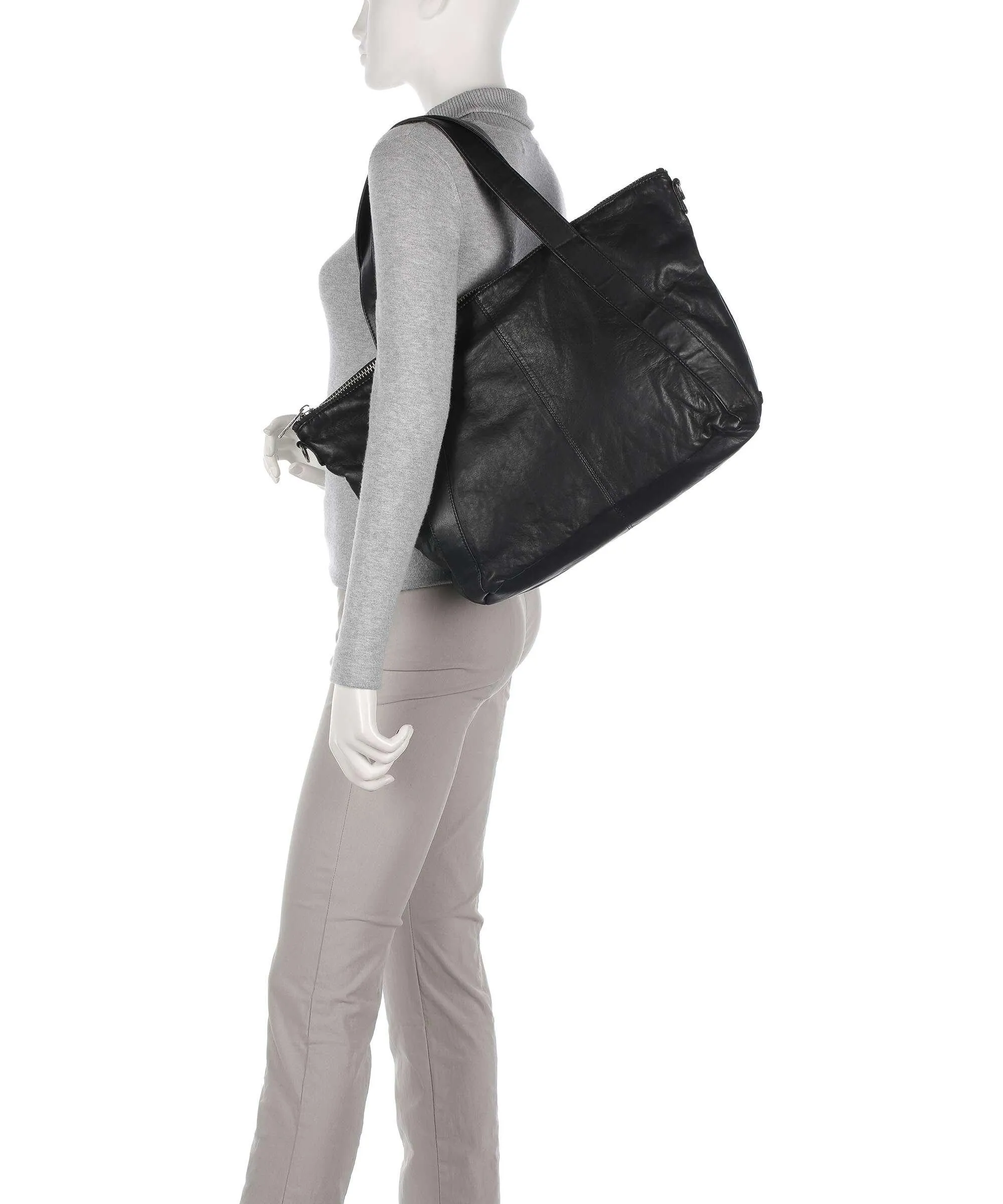  Depeche Power Field Borsa shopper pelle di pecora nero  