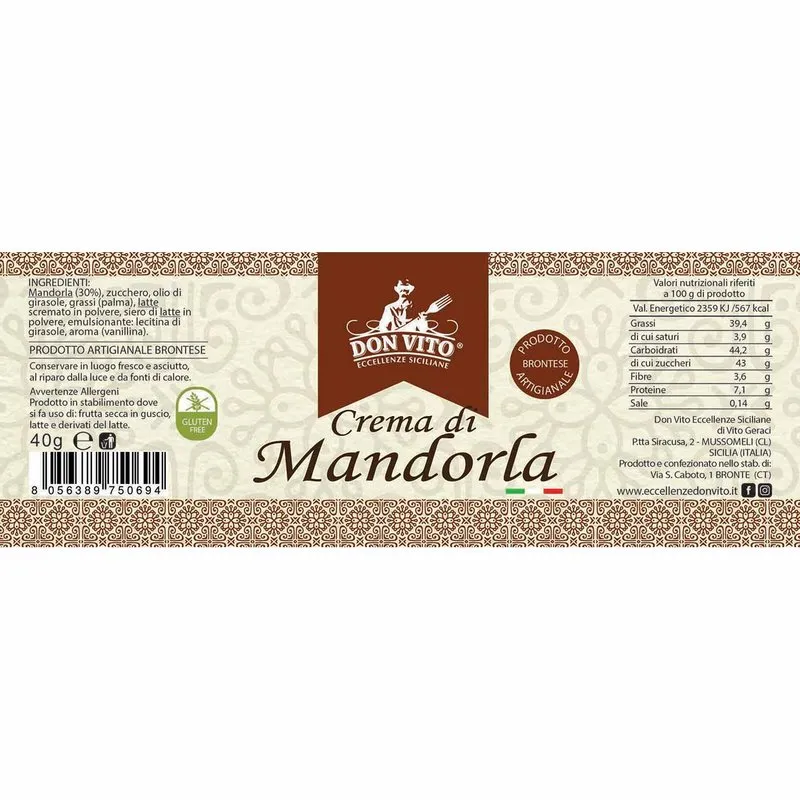 Don Vito - Eccellenze Siciliane 38 vasetti misti da 40 gr: 13 Crema di Pistacchio - 13 Crema di Mandorla - 12 Crema di Nocciola