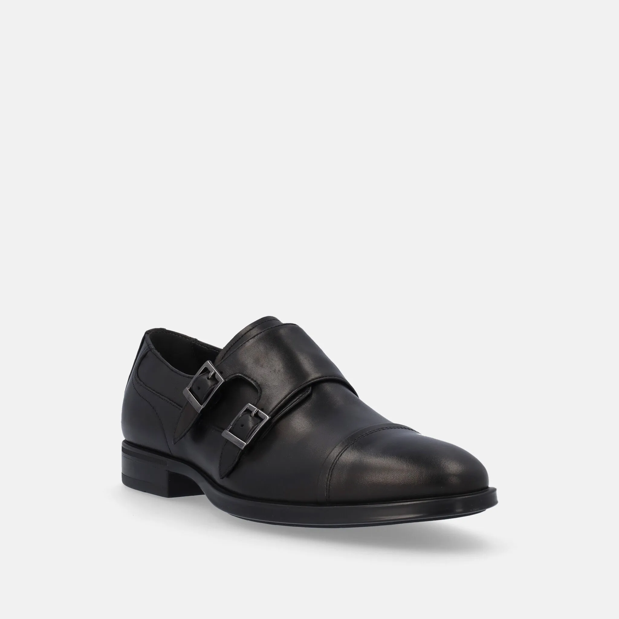 Elegante uomo Nero Giardini con doppia fibbia