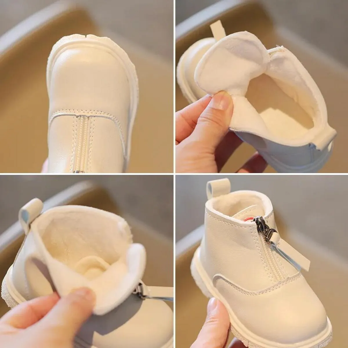 Eleganti stivali con cerniera frontale per bambini stivali corti per neonati nuovi stivali invernali in peluche antiscivolo per