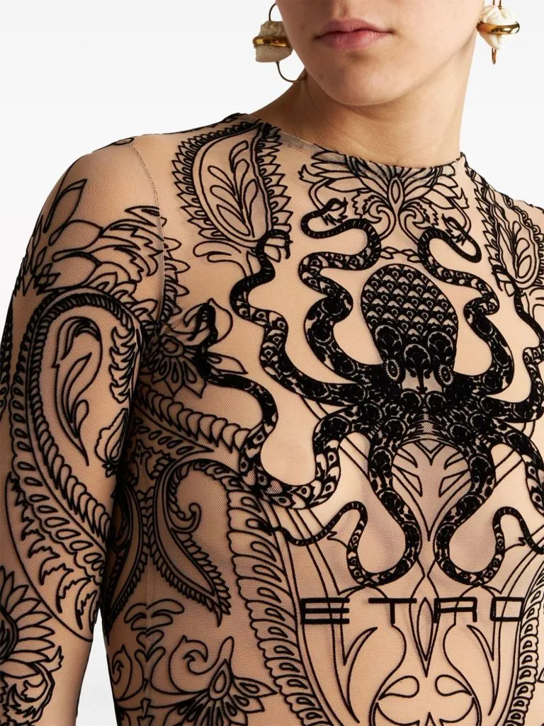 etro Abito in tulle floccato