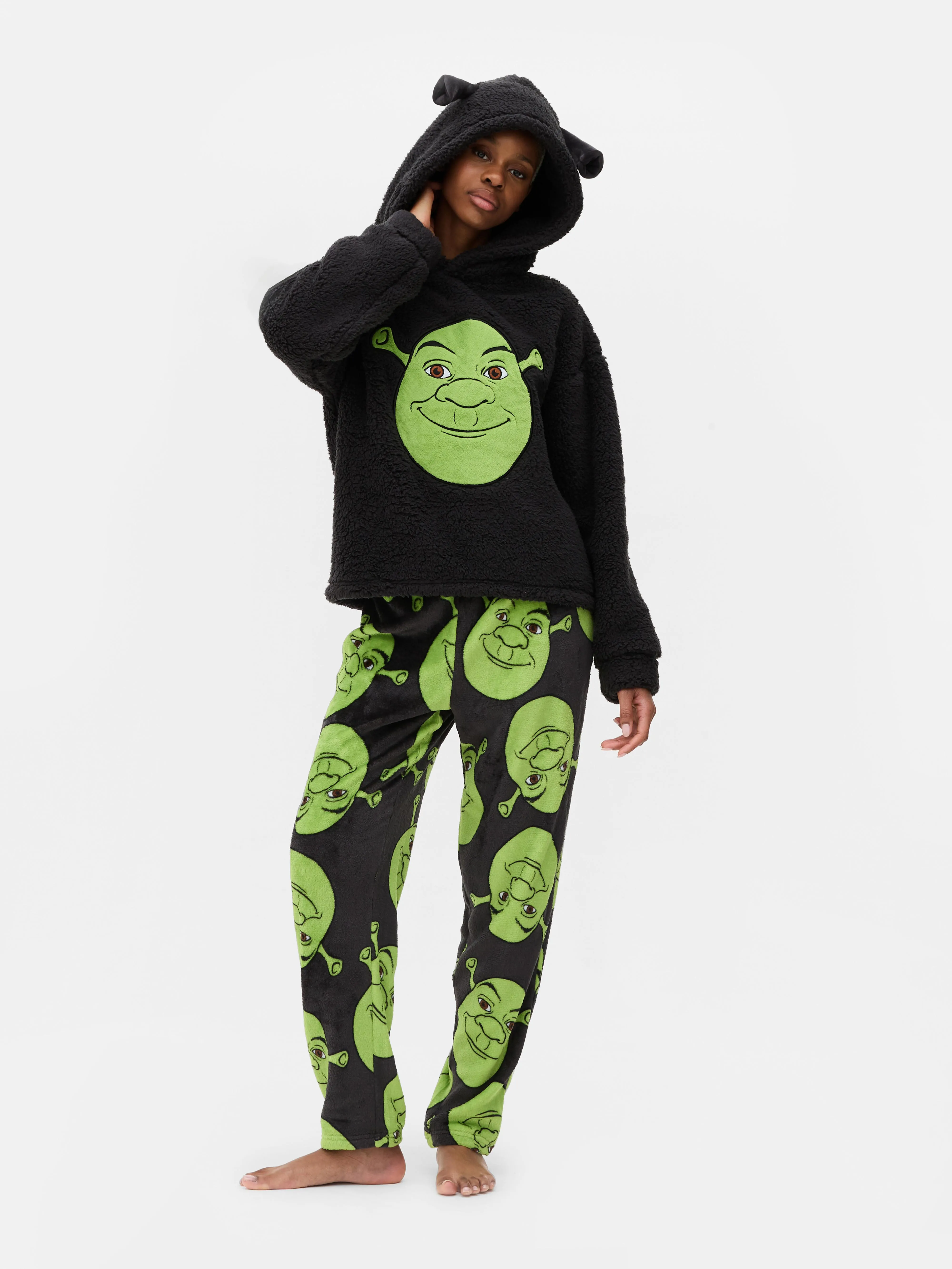 Felpa con cappuccio in pile coordinata Shrek