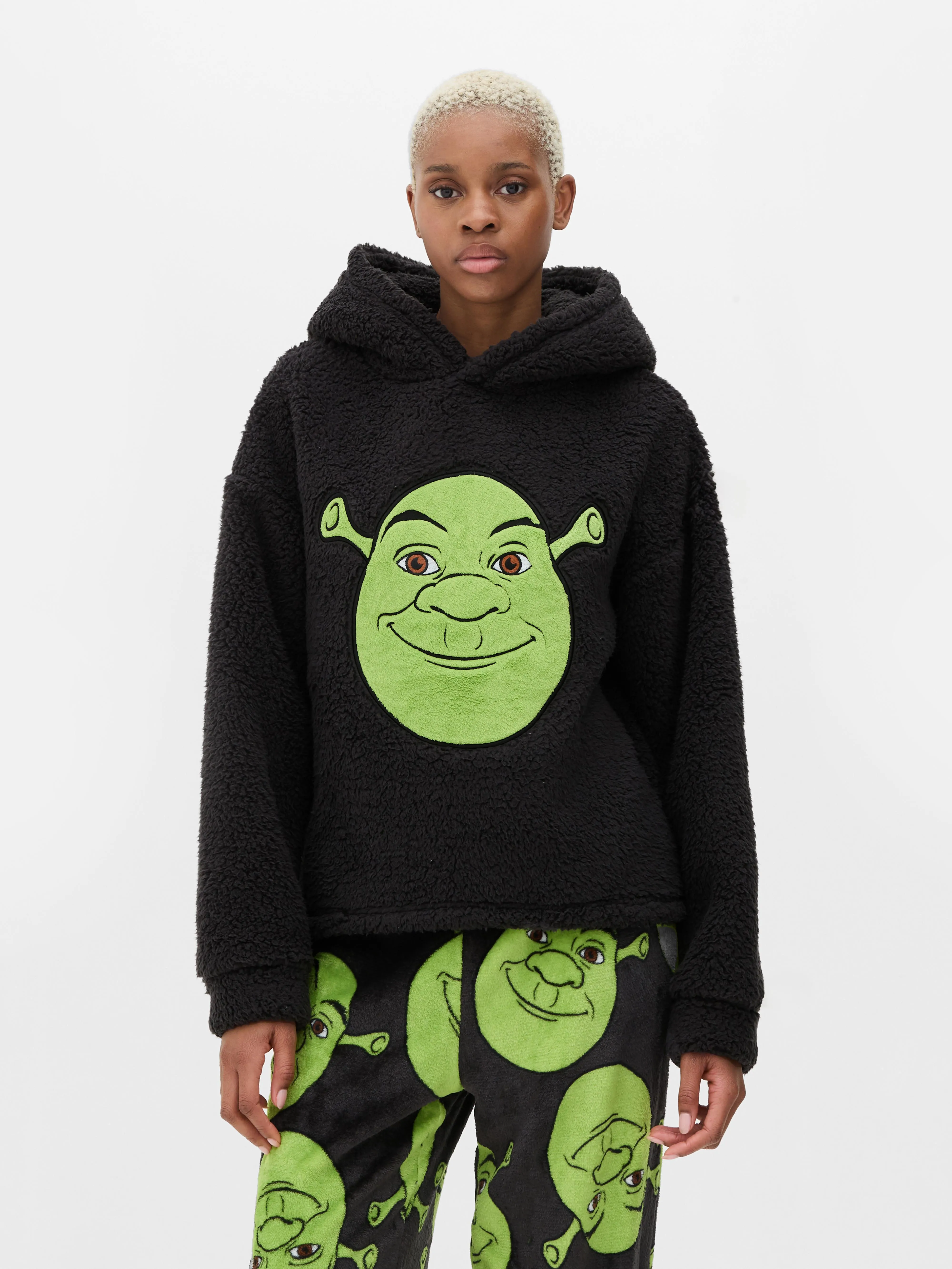 Felpa con cappuccio in pile coordinata Shrek