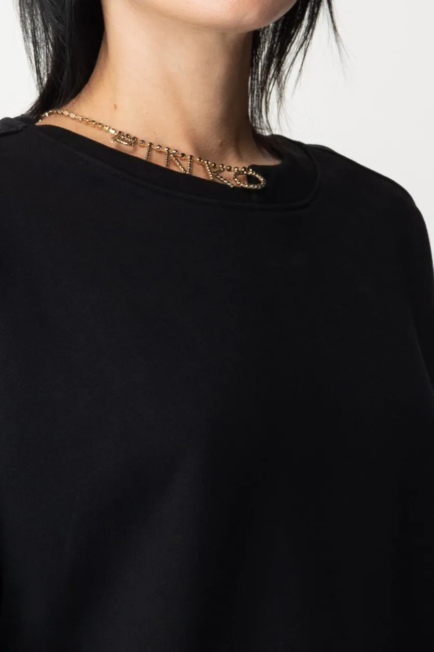 Felpa con collana in strass NERO LIMOUSINE