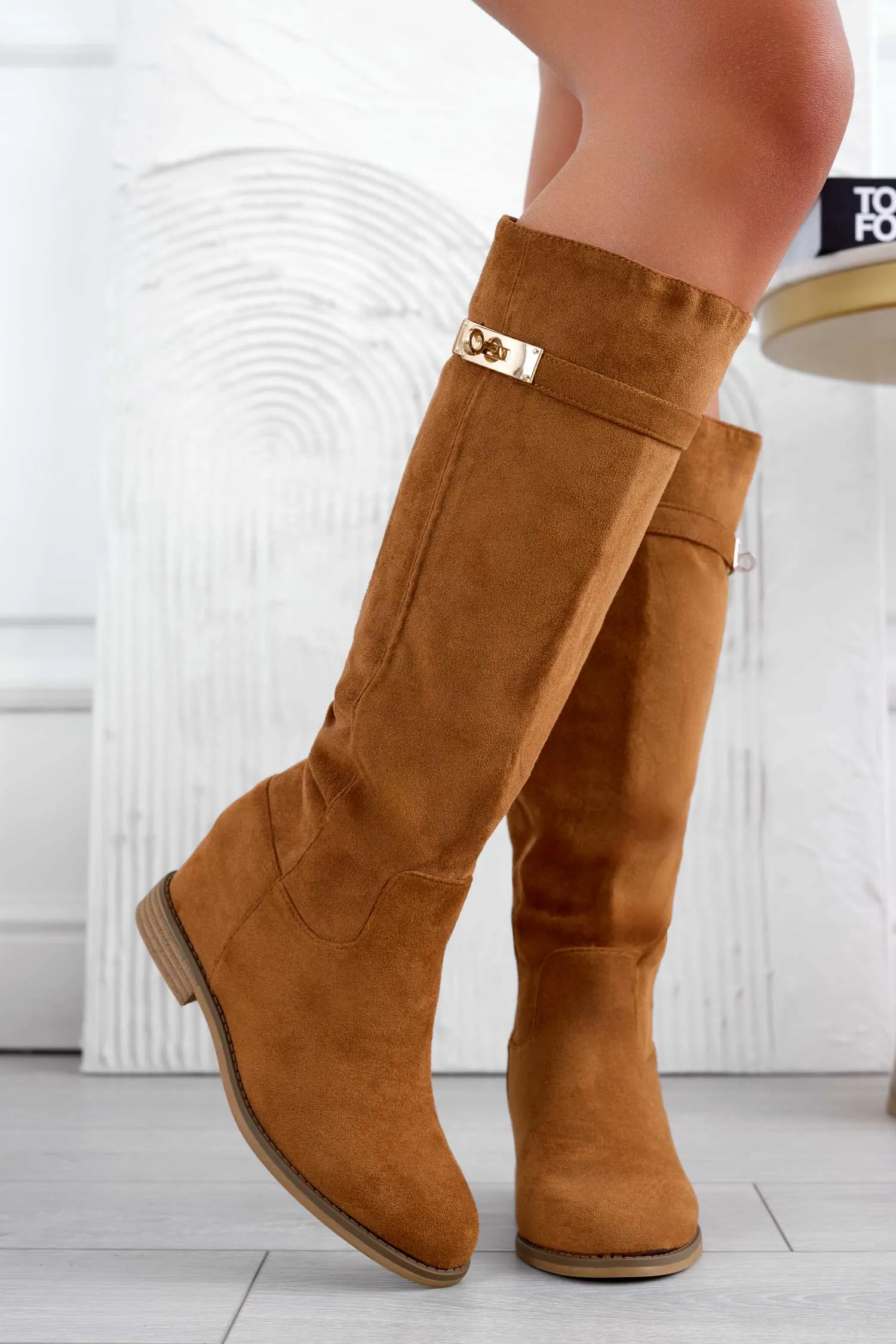 FRANCESCA - Stivali camel con zeppa interna