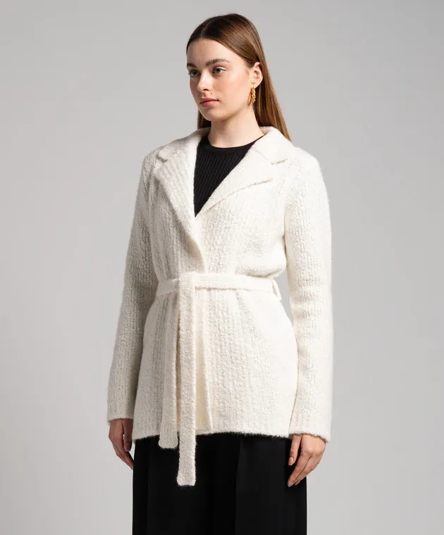 Gabriela Hearst Cardigan Coles in lana e seta bianca 1239610A008
