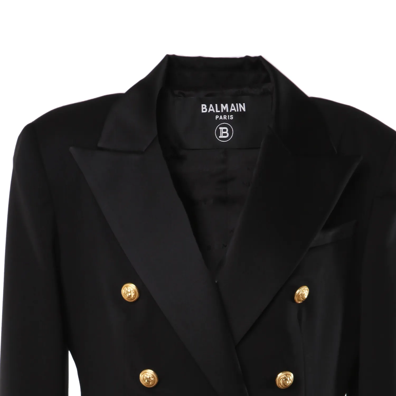 Giacca Doppiopetto Balmain Frescolana Nera E Oro