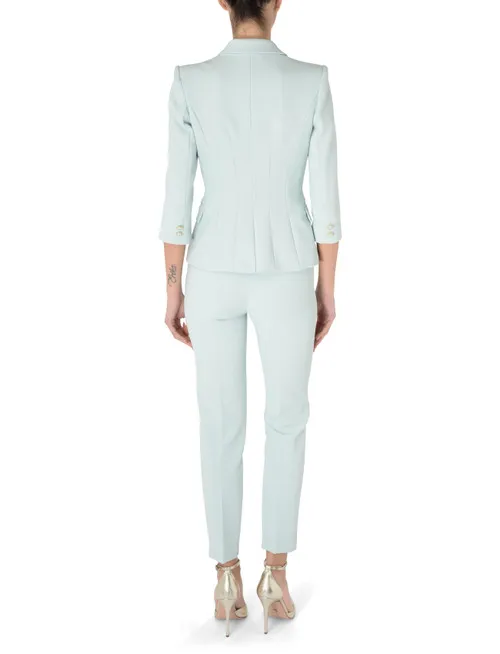Giacca doppiopetto Elisabetta Franchi in crêpe verde acqua
