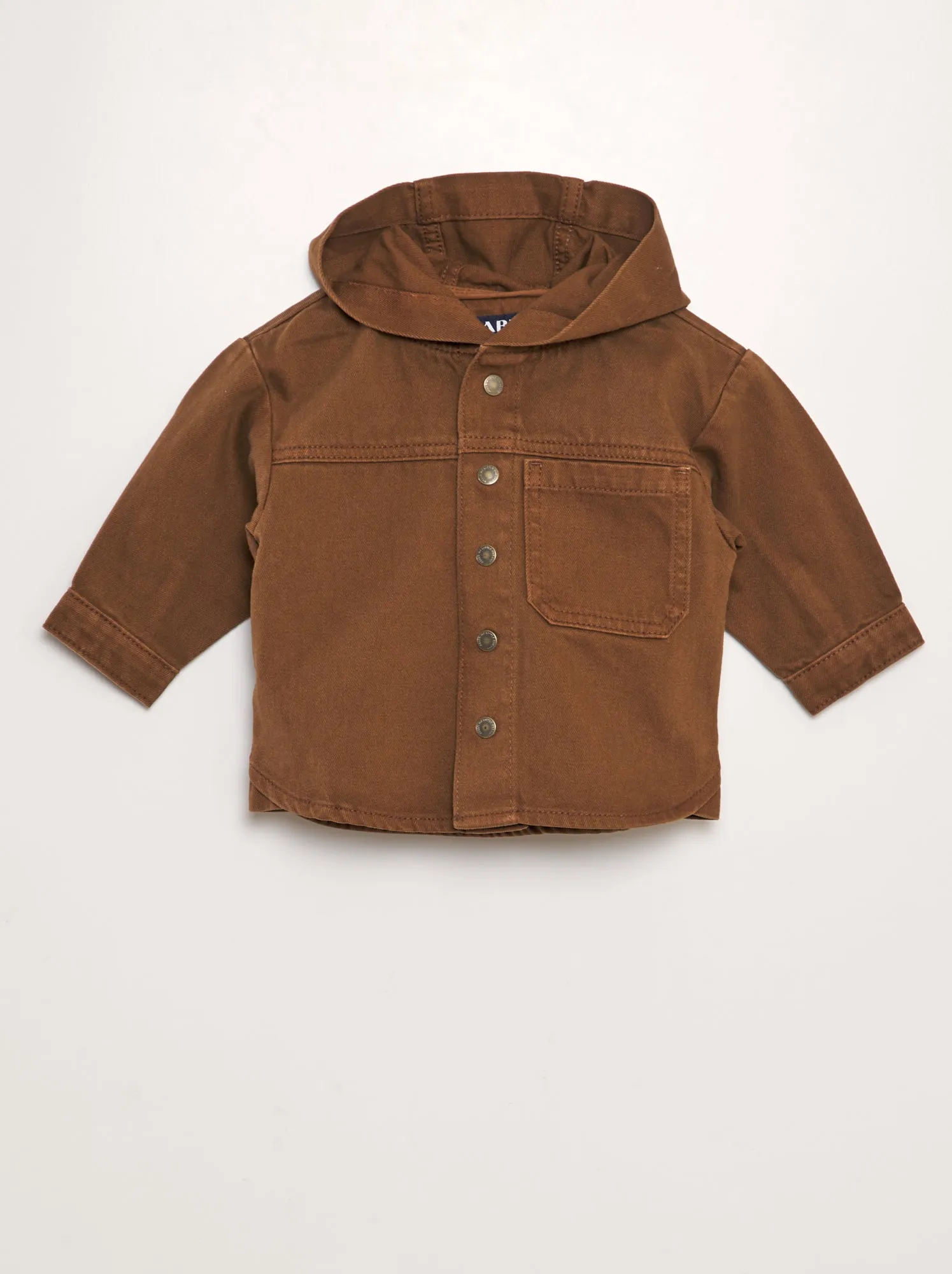 Giacca in jeans con collo con cappuccio - MARRONE