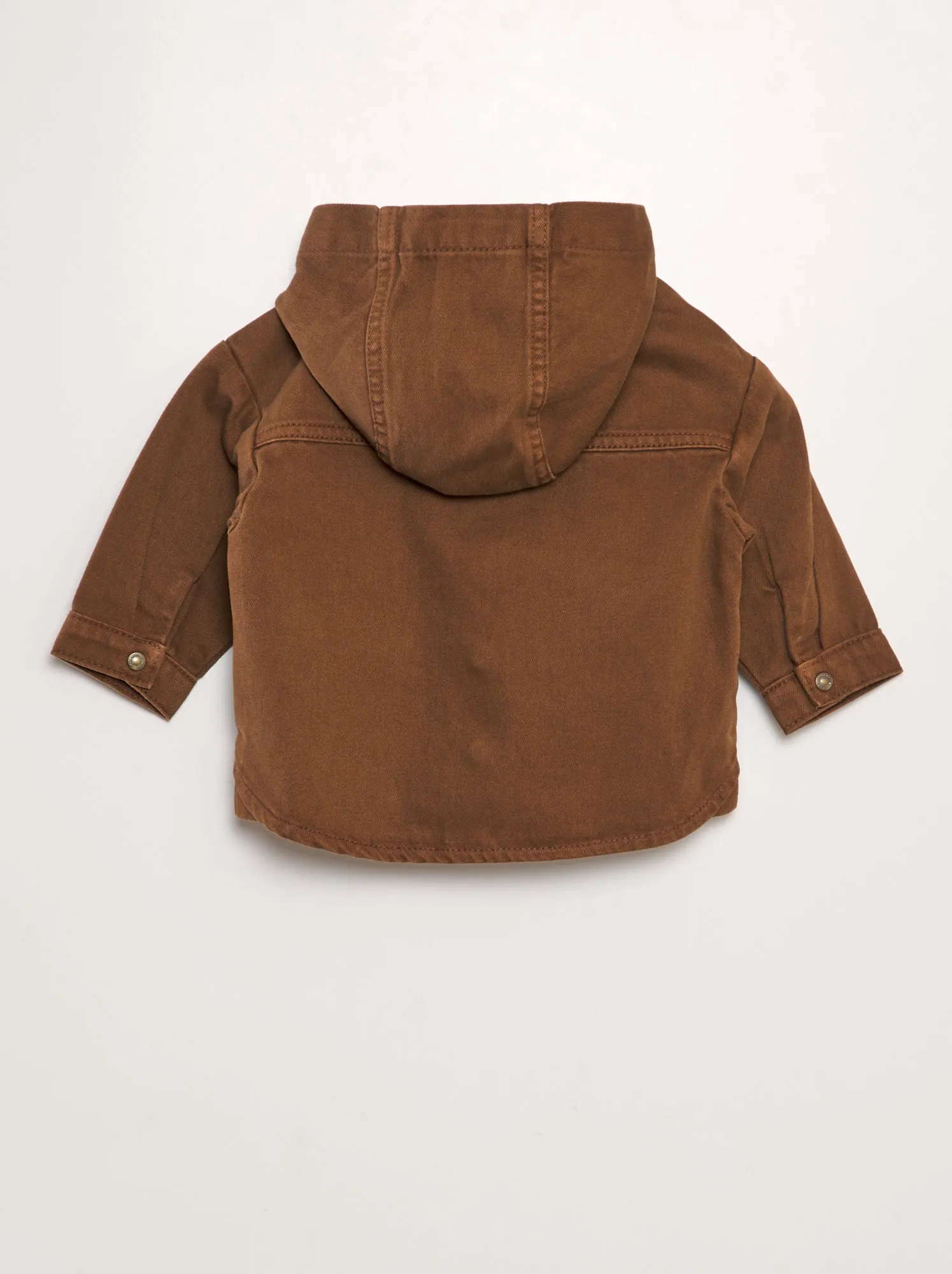 Giacca in jeans con collo con cappuccio - MARRONE
