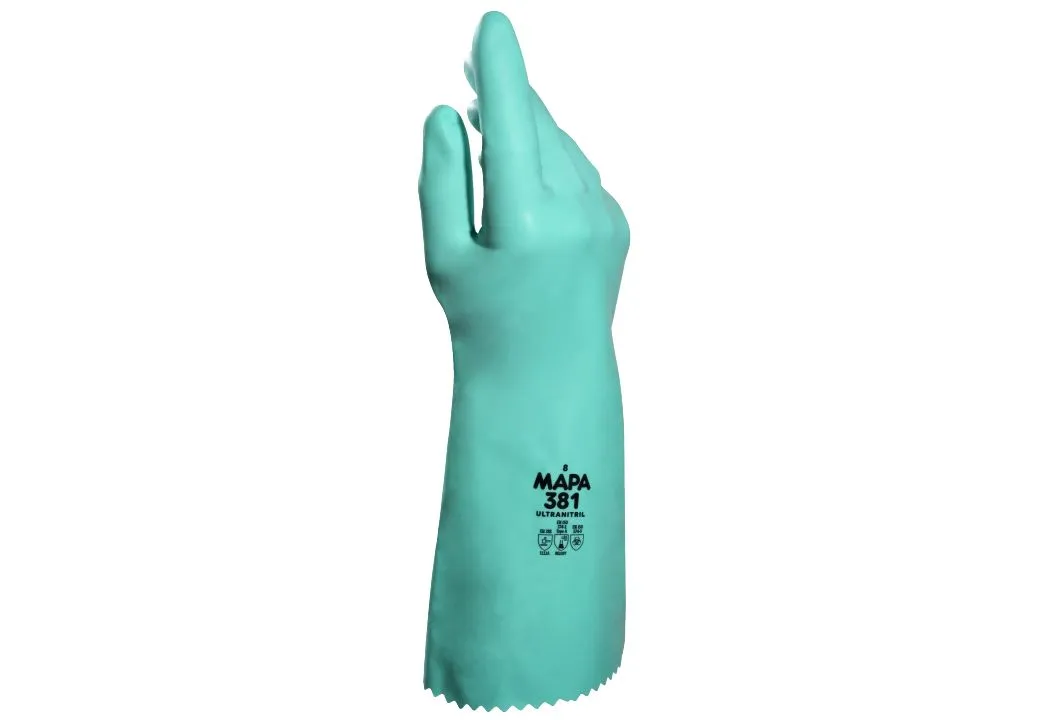 Guanti da lavoro Mapa Ultranitril 381, Tg. 8, in Nitrile, col. Verde