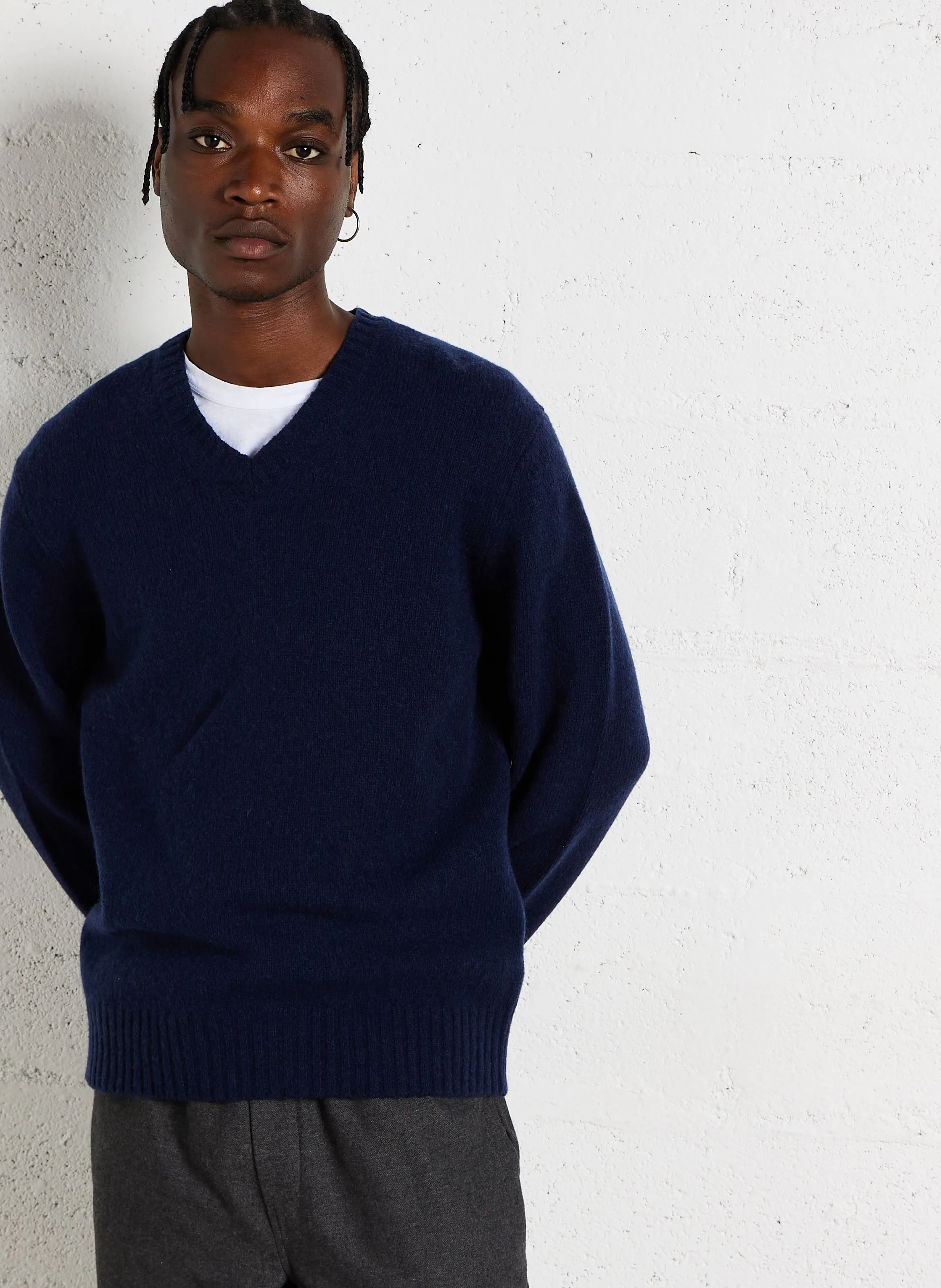  HARTFORD   SHETLAND - Maglione scollo a V in lana vergine | Blu