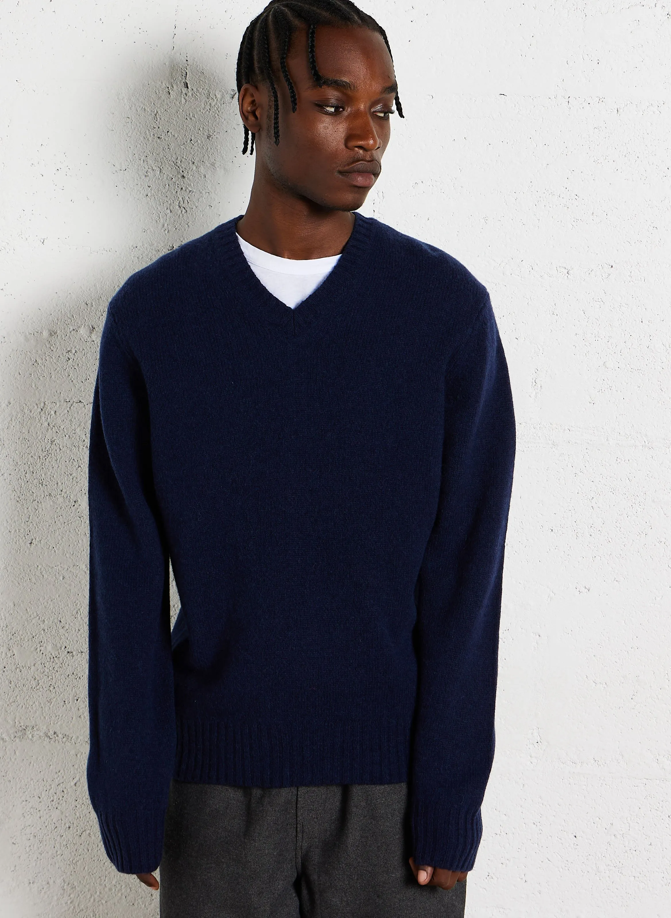  HARTFORD   SHETLAND - Maglione scollo a V in lana vergine | Blu