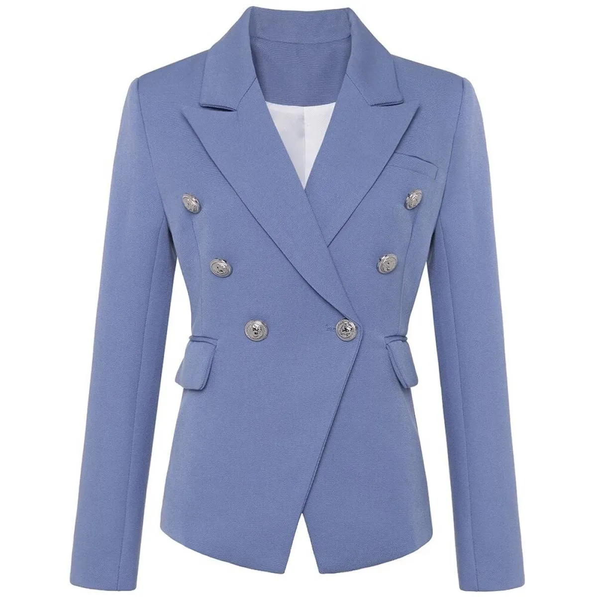 High Street New Fashion 2022 Giacca blazer elegante da donna Bottoni leone argento Blazer doppiopetto Blazer da usura esterno