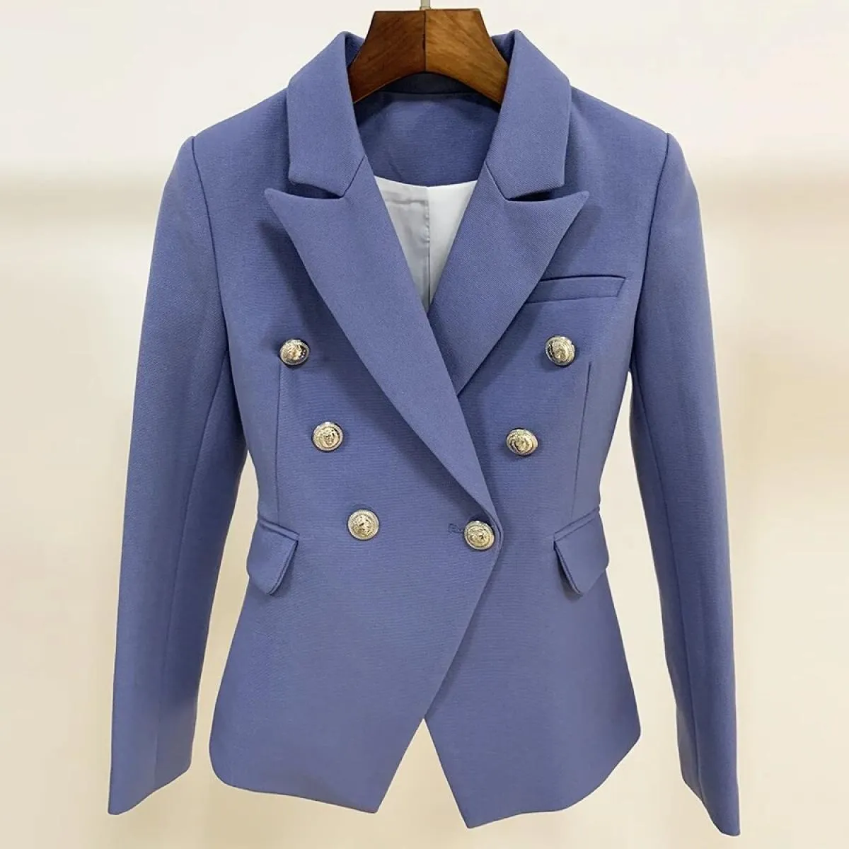 High Street New Fashion 2022 Giacca blazer elegante da donna Bottoni leone argento Blazer doppiopetto Blazer da usura esterno