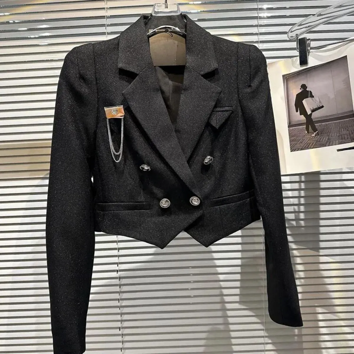 High Street Newest 2023 Autunno Inverno Designer Jacket Giacca da donna impreziosita con spilla doppiopetto